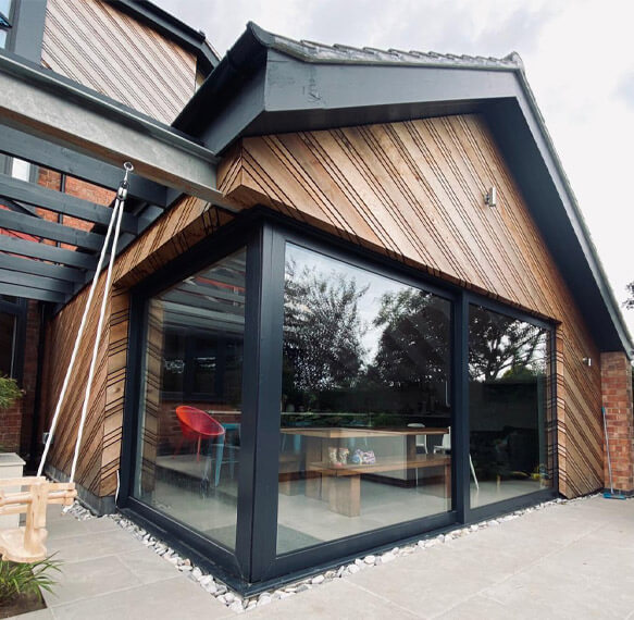 Black aluminium sliding patio door