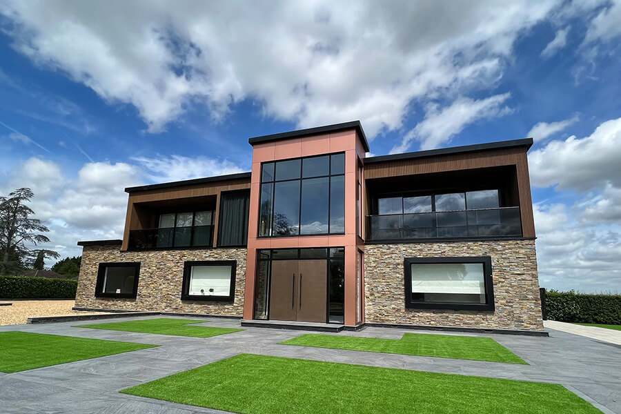 Modern house with black bespoke windows